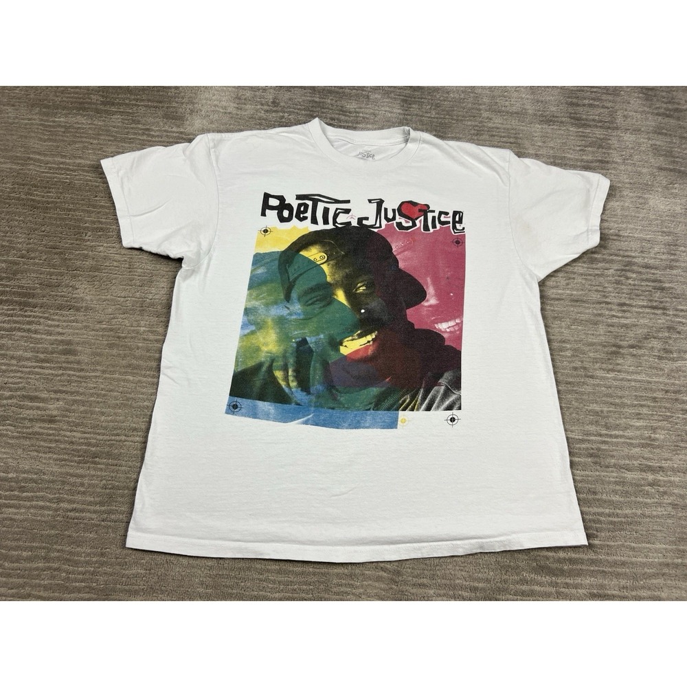 Poetic Justice Tupac T-Shirt Mens XL White Short Sleeve 2Pac Graphic Print